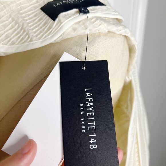 NEW Lafayette 148 NY ivory Open Front Jacket Blazer Size L - Picture 8 of 11